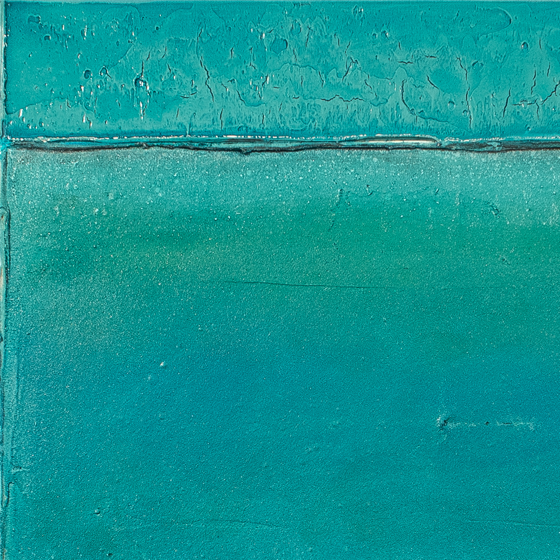 Abstract teal painting with textured surface