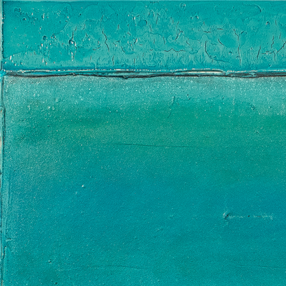 Abstract teal painting with textured surface